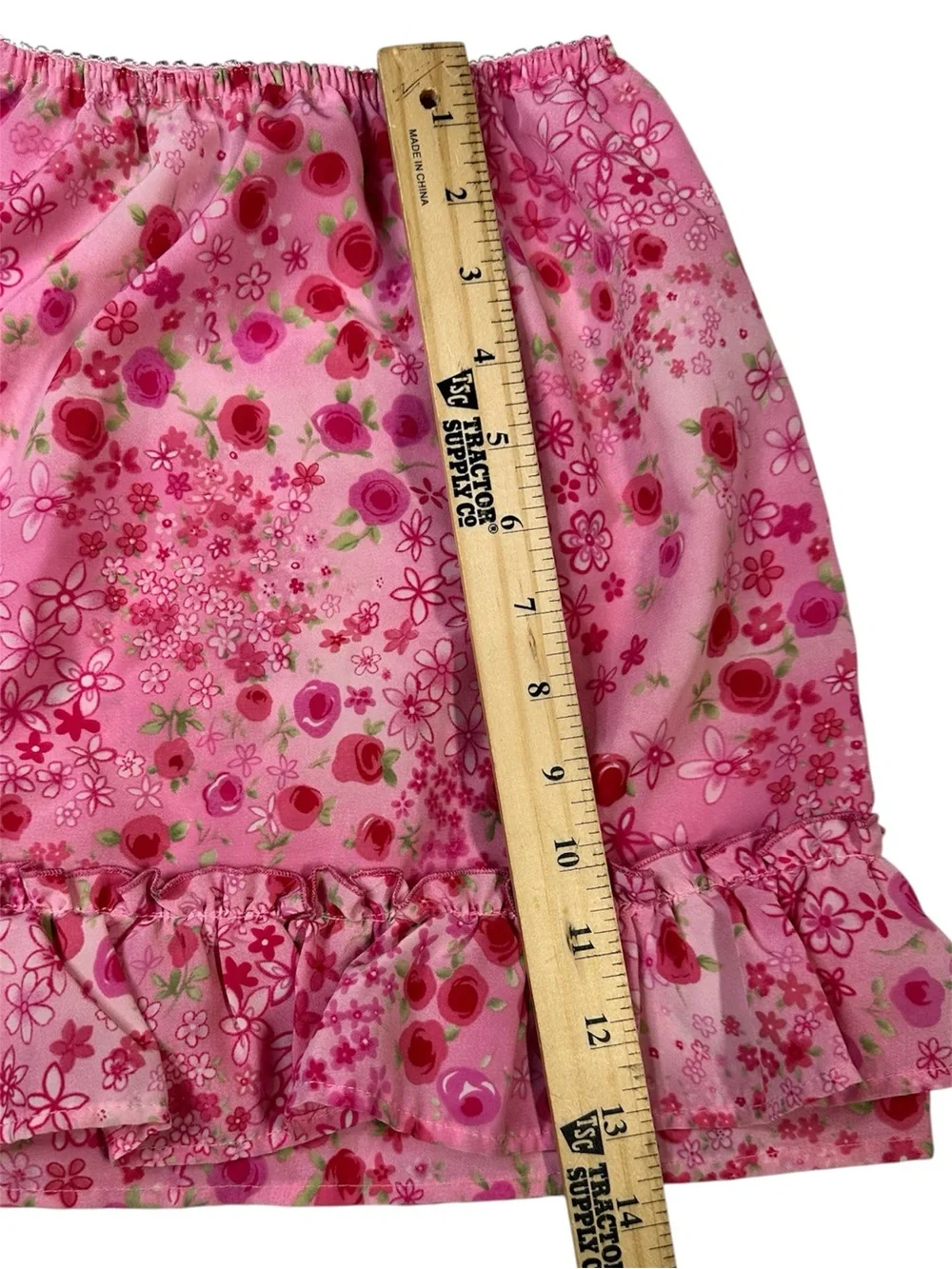 Vintage Y2K Girls Pink Floral Ruffle Skirt Cottagecore Made In Canada Size 6